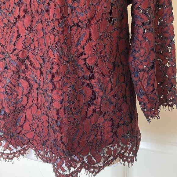 Banana Republic Factory small petite lace top wine 3/4 sleeves - Picture 5 of 13